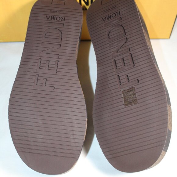 NWB FENDI Slide Tess Jacquard Sunshine Logo Platform Sandals Brown Stripe 40 - Picture 8 of 8